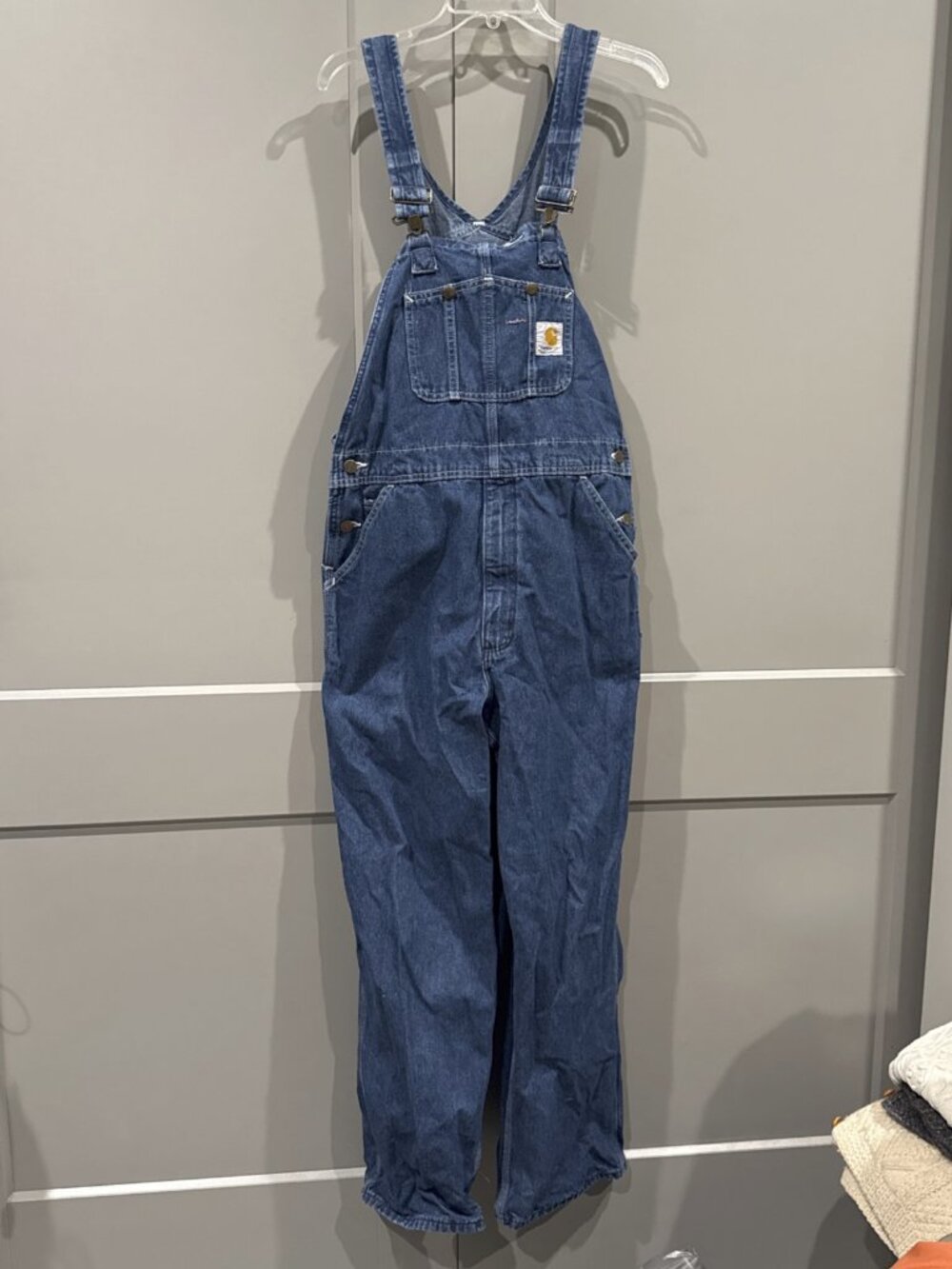 Carhartt 34x30 Vintage Workwear Cotton Denim Painters Bib Overalls Multi Pocket